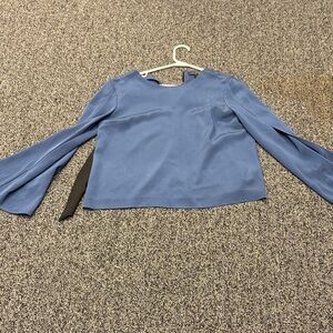 St. John Blue Blouse with Long Sleeves